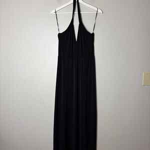 Venus Black Halter Top Stretchy Maxi Dress with Slits Women's Medium‎